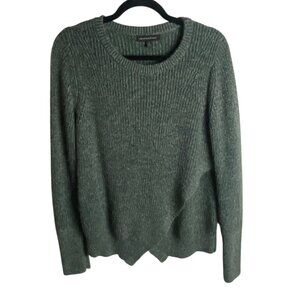 Banana Republic Size Small Green Wool Blend Ribbed Sweater Soft Asymmetrical Hem